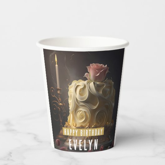 Gobelets En Papier Beauté et gâteau de la Bête - Anniversaire (Verso)