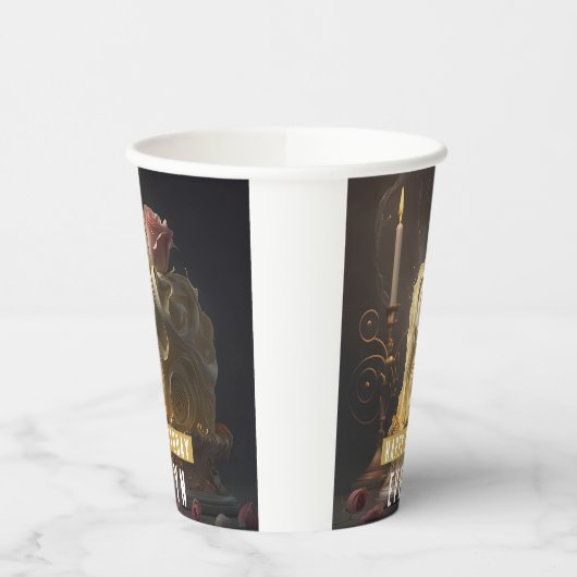 Gobelets En Papier Beauté et gâteau de la Bête - Anniversaire (Gauche)