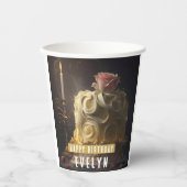 Gobelets En Papier Beauté et gâteau de la Bête - Anniversaire (Recto)