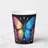 Gobelets En Papier Beauté symétrique : Papillon rose et bleu (Verso)