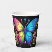 Gobelets En Papier Beauté symétrique : Papillon rose et bleu (Recto)