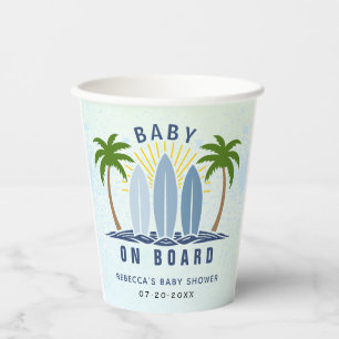 Gobelets En Papier Bébé à bord surf splash bleu bébé garçon douche