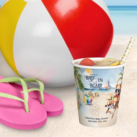 Gobelets En Papier Bébé À Bord Surfboard Teddy Bear Baby shower