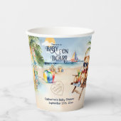 Gobelets En Papier Bébé À Bord Surfboard Teddy Bear Baby shower (Recto)