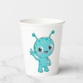 Gobelets En Papier Bébé Alien Monstre de l'Espace Mignon (Verso)