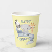 Gobelets En Papier Bébé Animaux Joyeux Anniversaire tasse de papier (Recto)