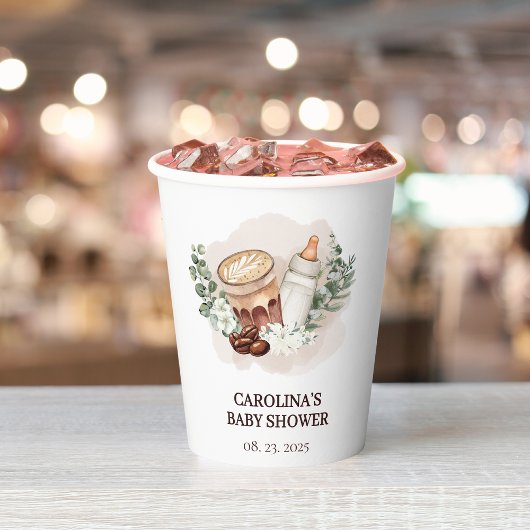 Gobelets En Papier Bébé brasse de la verdure Baby shower café
