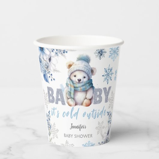 Gobelets En Papier Bébé c'est froid dehors mignon Baby shower d'hiver (Recto)