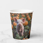 Gobelets En Papier Bébé Cochon Dans Le Patch Citrouille, (Recto)