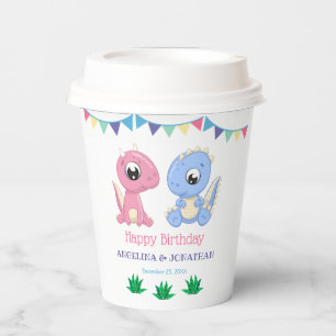 Gobelets En Papier Bébé Dinosaur Jour d'anniversaire conjoint garçon