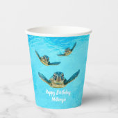 Gobelets En Papier Bébé doux tortues de mer (Recto)