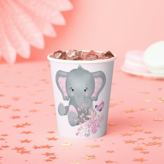 Gobelets En Papier Bébé éléphant à l'aquarelle mignon (Insitu)