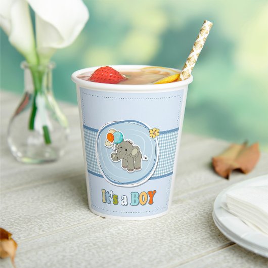 Gobelets En Papier Bébé Eléphant mignon Faire-part
