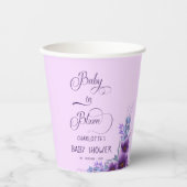Gobelets En Papier Bébé En Fleur D'Aquarelle De Fleur Violet Baby sho (Recto)