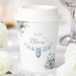 Gobelets En Papier Bébé En Fleurs Bleues En Fleurs Bleues Baby shower