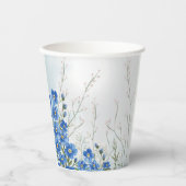 Gobelets En Papier Bébé en fleurs garçon bleu shower  (Recto)