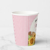Gobelets En Papier Bébé Fille Gingham Rose Tournesols Bébé Q BBQ Papi (Droite)