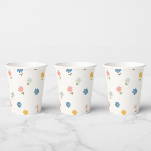 Gobelets En Papier Bébé Fleur Rétro Pastel (Multi)