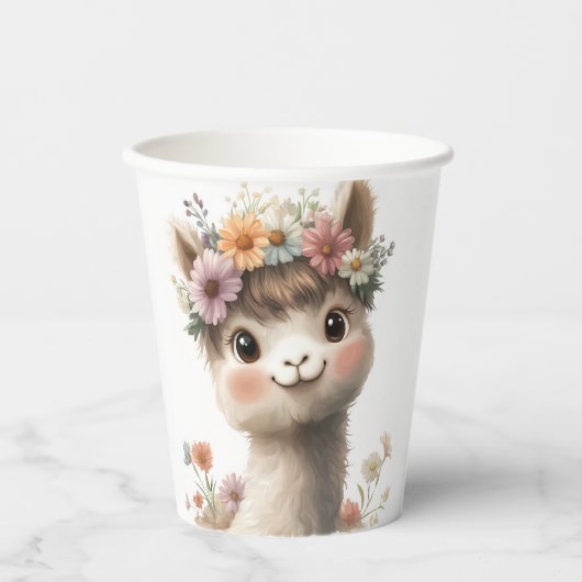 Gobelets En Papier Bébé mignon Alpaca fille tasses de papier (Recto)