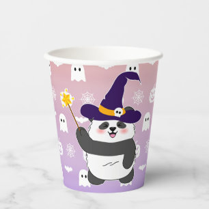 Gobelets En Papier Bébé mignon de Halloween Panda sorcière magique