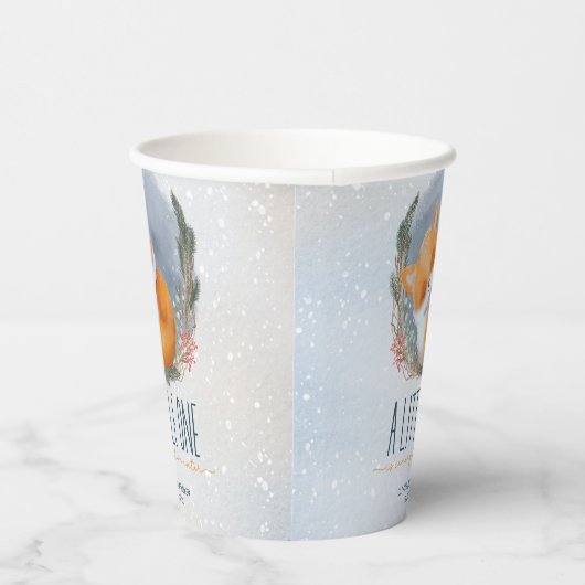 Gobelets En Papier Bébé mignon Fox Baby shower hiver neige (Droite)