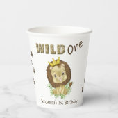 Gobelets En Papier Bébé mignon Lion 1er Anniversaire sauvage un (Verso)