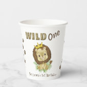Gobelets En Papier Bébé mignon Lion 1er Anniversaire sauvage un (Recto)