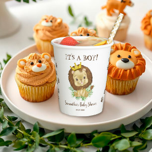 Gobelets En Papier Bébé mignon Lion King Aquarelle Jungle Baby shower