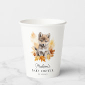 Gobelets En Papier Bébé mignon Loup Automne Baby shower boisé (Verso)