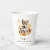 Gobelets En Papier Bébé mignon Loup Automne Baby shower boisé (Recto)