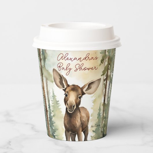 Gobelets En Papier Bébé mignon Moose Baby shower neutre genre (Verso)