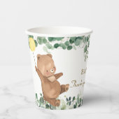 Gobelets En Papier Bébé mignon Ours Vert Baby shower neutre (Recto)