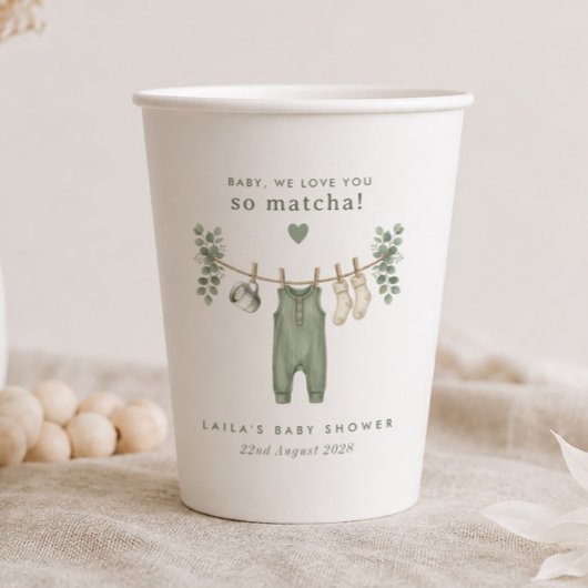 Gobelets En Papier Bébé, on t'aime tellement Matcha !