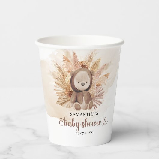 Gobelets En Papier Bébé ours brun baby shower sweatshirt pampas (Verso)