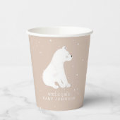 Gobelets En Papier Bébé Polar Bear Cub Baby shower d'hiver rose (Gauche)