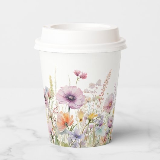 Gobelets En Papier Bébé pourpre dans le Baby shower Fleur sauvage fle (Verso)