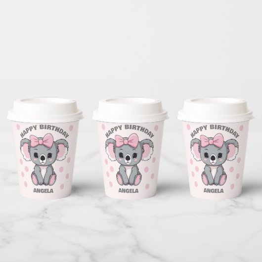 Gobelets En Papier Bébé rose Koala Ours (Multi)