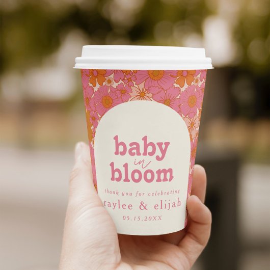 Gobelets En Papier Bébé rose Super rétro en fleur Boho