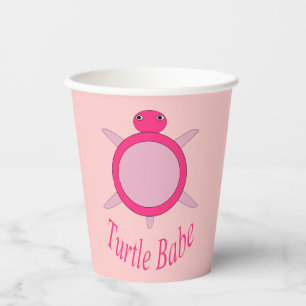 Gobelets En Papier Bébé Tortue rose mignonne