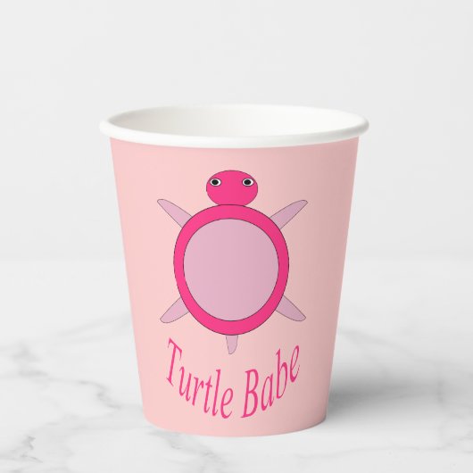 Gobelets En Papier Bébé Tortue rose mignonne (Recto)