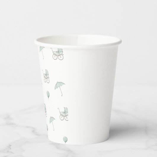 Gobelets En Papier Bébé vert mignon Buggy Bébé Douche (Gauche)