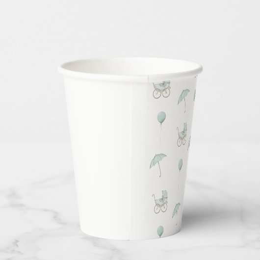 Gobelets En Papier Bébé vert mignon Buggy Bébé Douche (Droite)