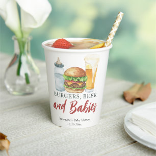 Gobelets En Papier Bébés, Burgers et Bière Baby shower