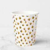 Gobelets En Papier Bee Yellow & Pink Floral ONE 1er anniversaire de b (Droite)