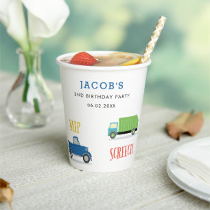 Gobelets En Papier Beep honk wok camion fête d'anniversaire tasse de