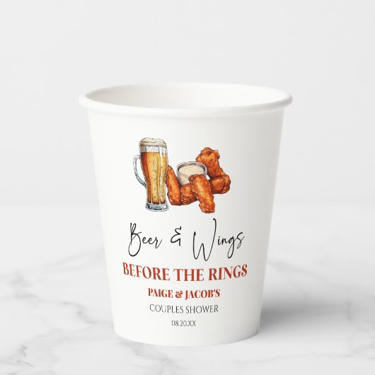Gobelets En Papier Beer and Wings Before The Rings Couples Shower (Recto)