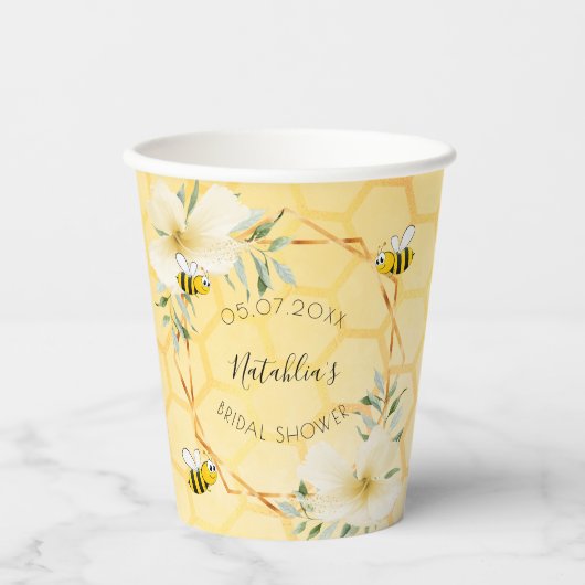 Gobelets En Papier Bees nid d'abeille jardin fleuri douche nuptiale (Recto)