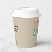 Gobelets en papier beige avec couvercles Logo d'en (Droite)