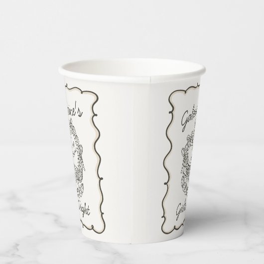 Gobelets En Papier Beige Bow Retro Coquette gâteau Galentines (Droite)