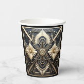 Gobelets En Papier Bel Art Déco Ivoire Crème Or Noir (Verso)